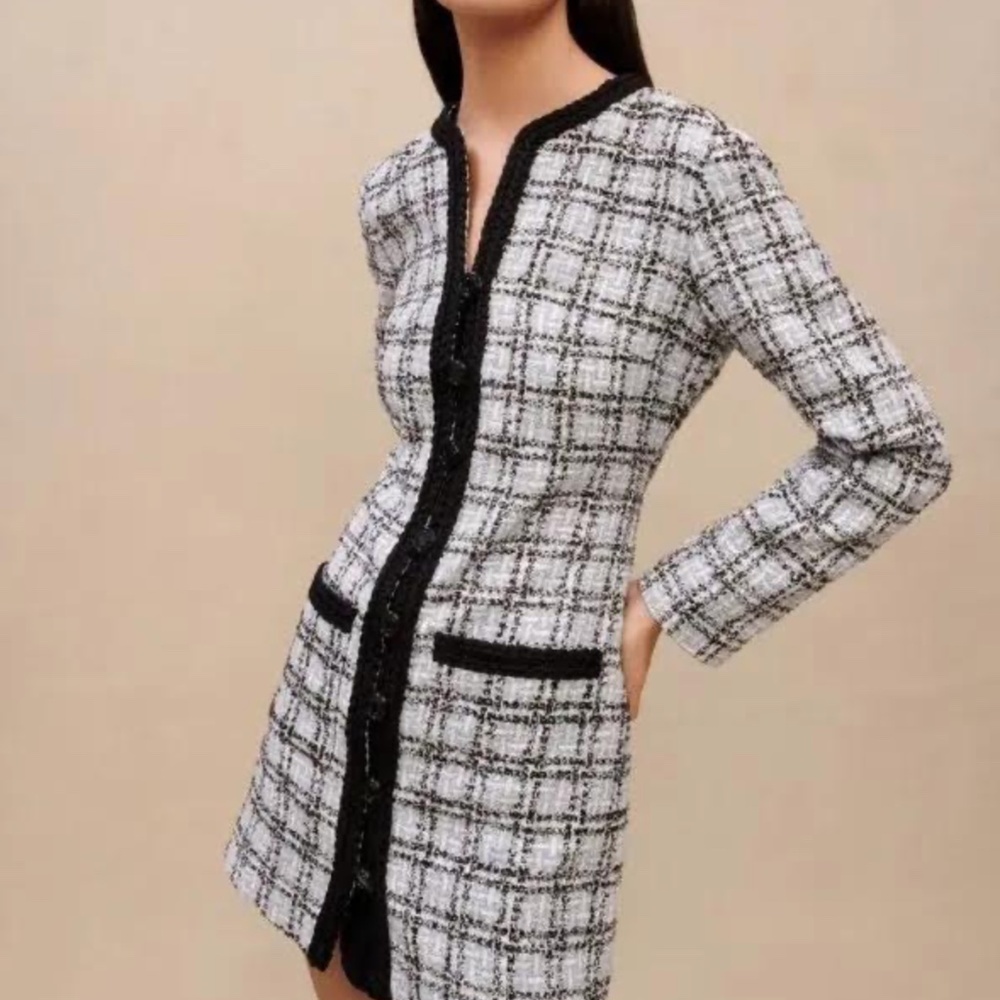 Maje Monochrome Checkered Mini Dress - Picture 2 of 2